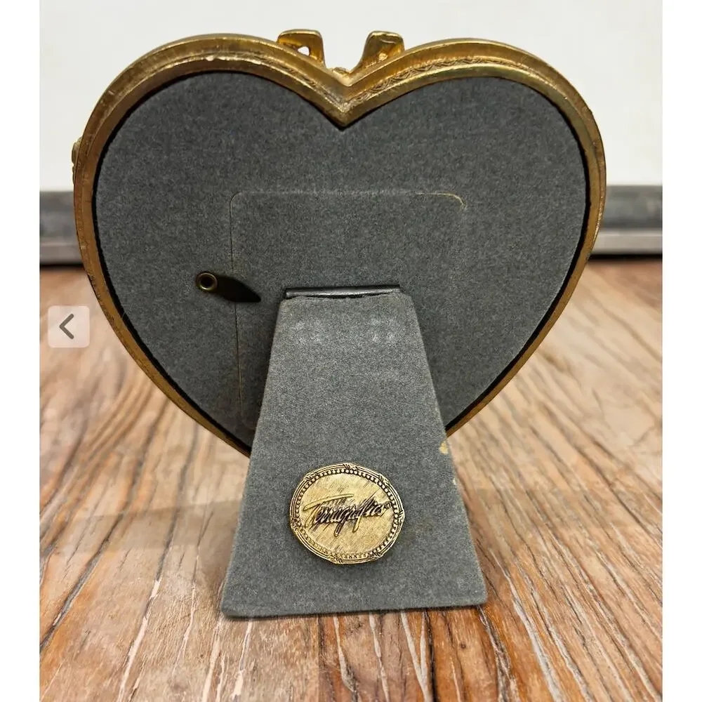 Terragrafics red enamel and brass heart-shaped picture frame